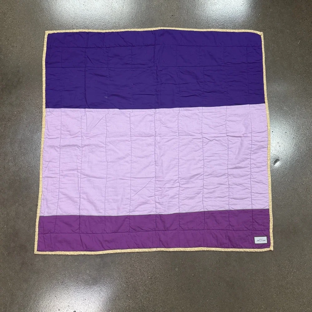 Handmade Patchwork Quilt Purple Green Floral Lap Throw 39x39